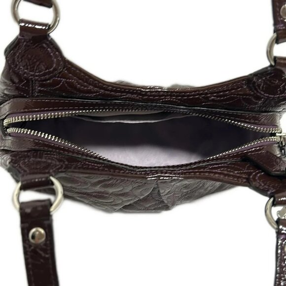 Auth COACH Gramercy Embossed Pouch 42966 Dark Brown Patent Leather - Handbag - Picture 7 of 9